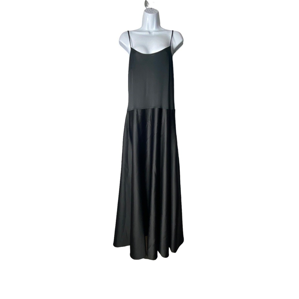 Sténay Vintage Womens Maxi A-Line Spaghetti Strap Dress in Black Sleeveless SZ M